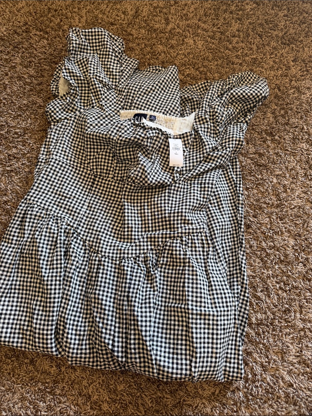 Black and White Gingham Ruffled Dress